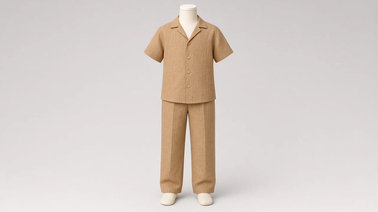 Camel Linen Shirt Trouser Co-ord - Boys Linen Shirt with Trousers | Custom Tailored