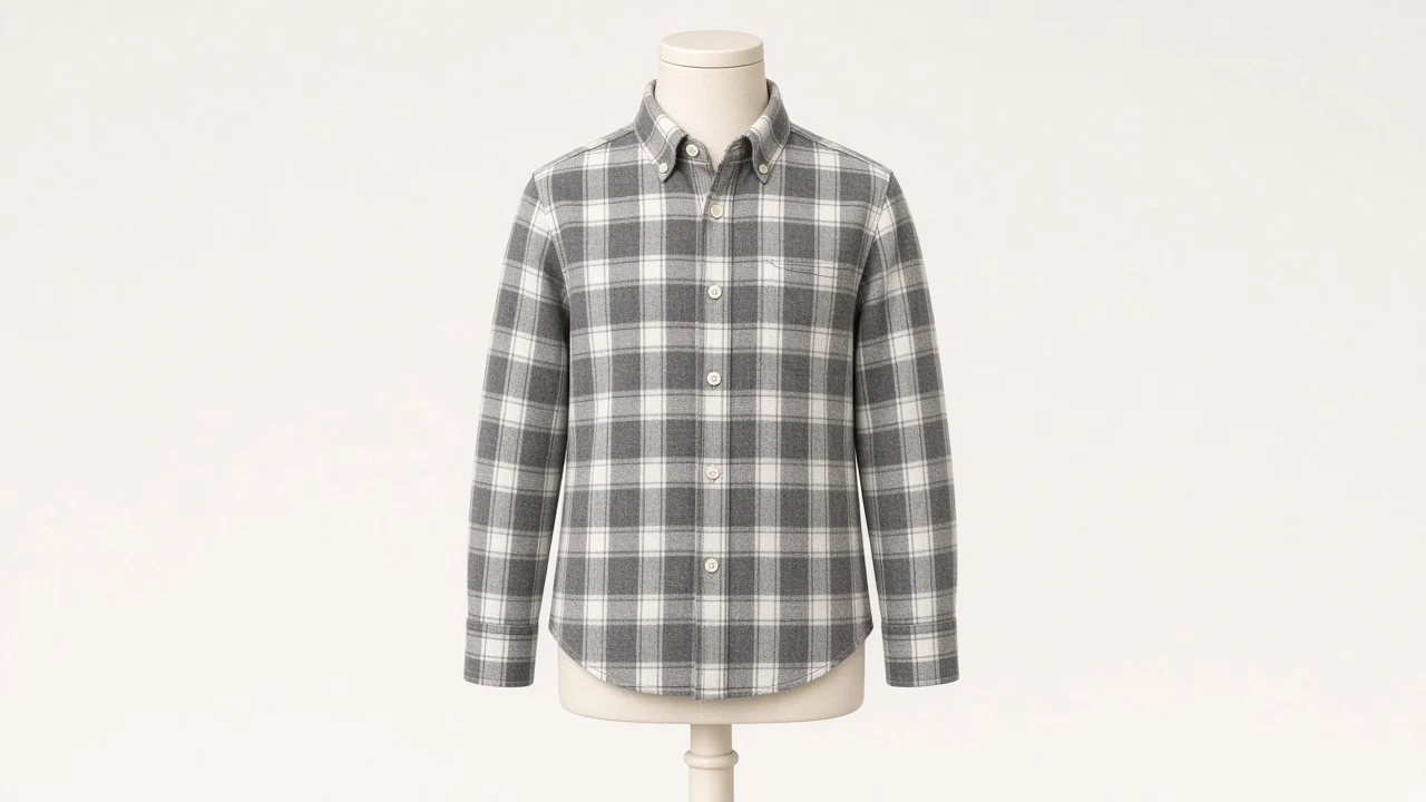 Grey Flannel Check Shirt – Boys' Grey Plaid Brushed Flannel Shirt | Custom Tailored Kids