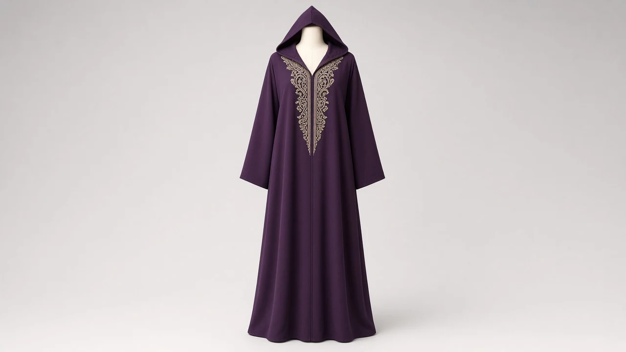 Purple Moroccan Style Abaya – Plum Purple Hooded Moroccan Djellaba Style | Custom Tailored