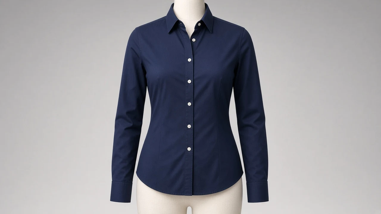 Navy Oxford Button-Down Full Sleeve Shirt - Women's Solid Navy Oxford Shirt | Custom Tailored
