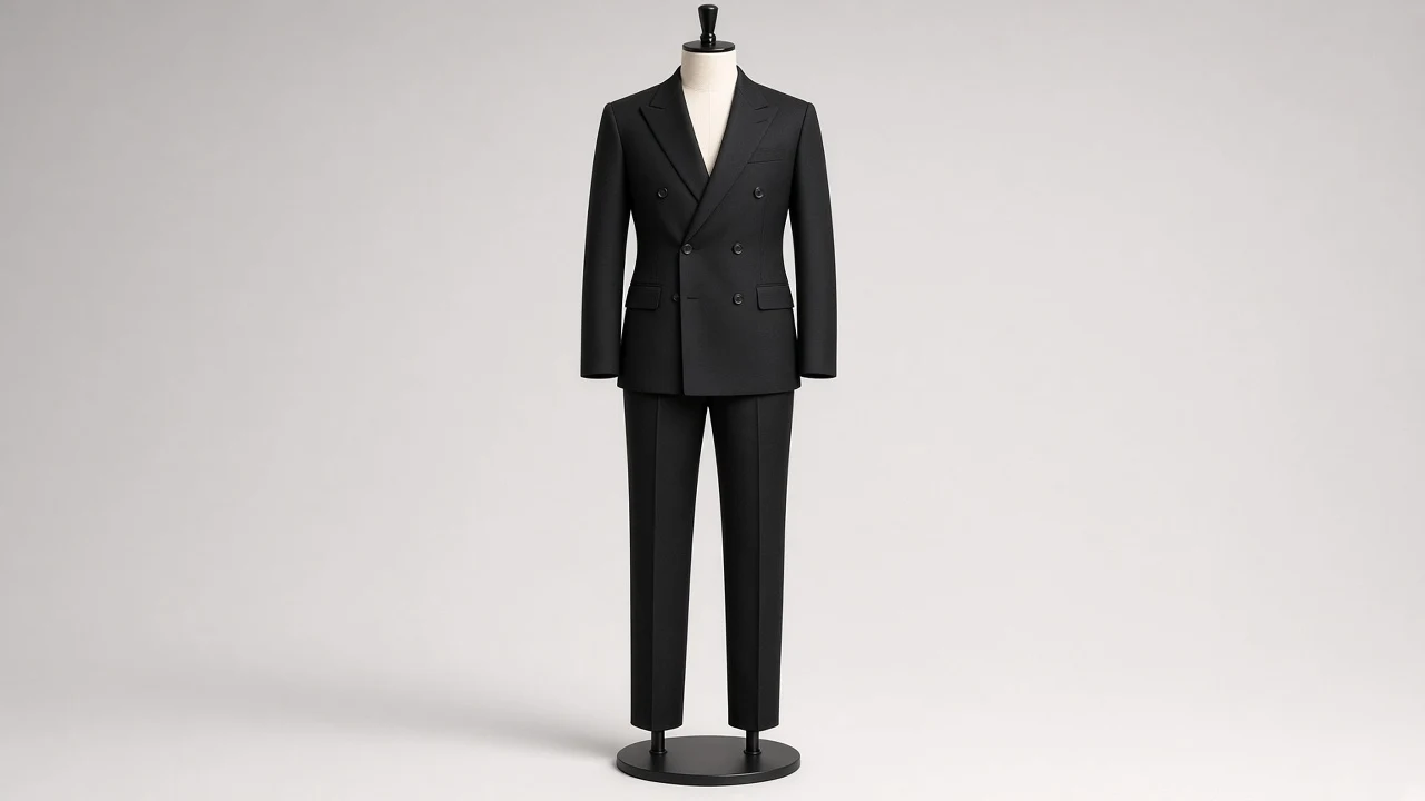 Black Double-Breasted Suit – Men's Black Double-Breasted Blazer + Trousers | Custom Tailored