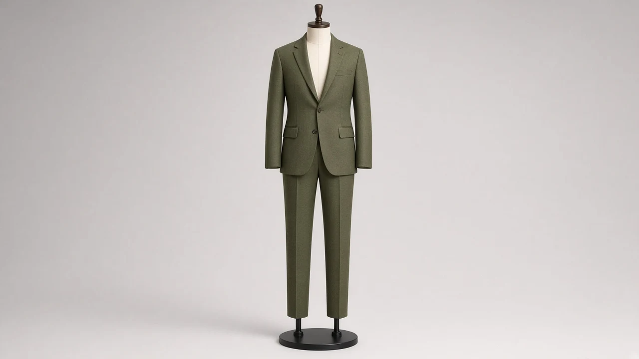Olive Wool Single-Breasted Suit – Men's Olive Wool Blazer + Trousers | Custom Tailored