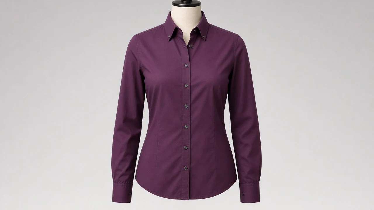 Plum Purple Poplin Button-Down Full Sleeve Shirt - Women's Solid Plum Poplin Shirt | Custom Tailored