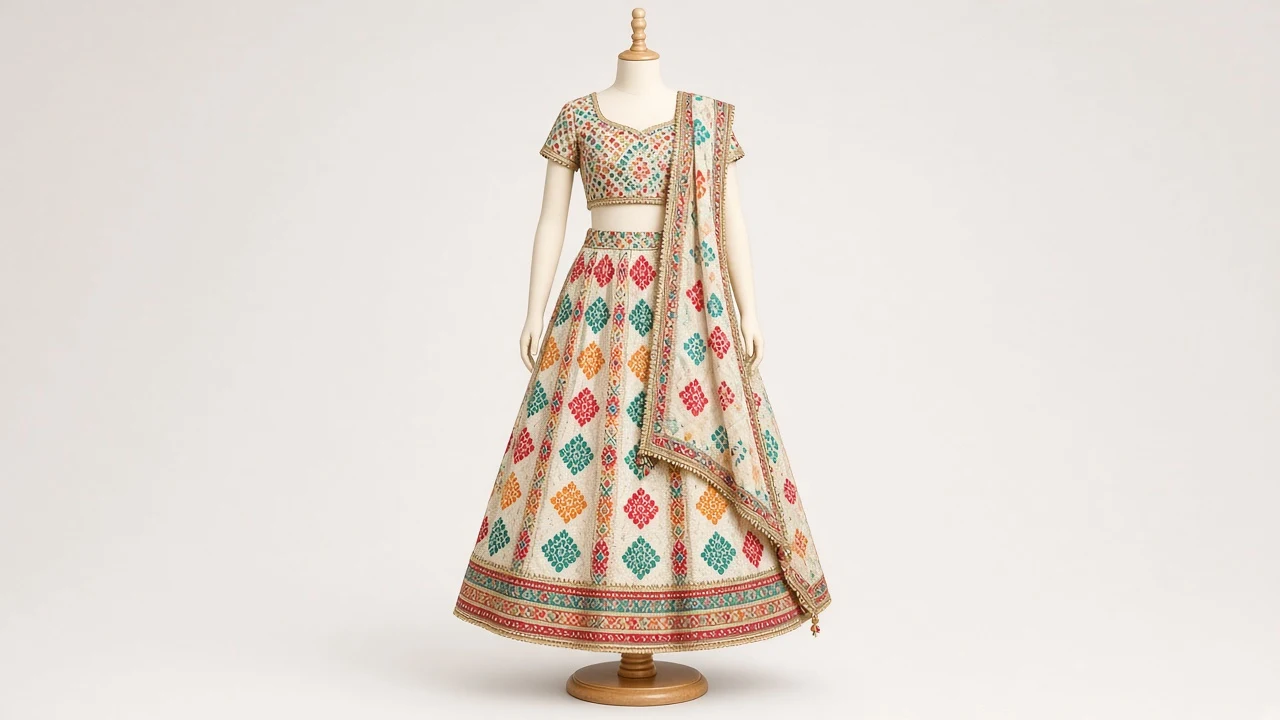 Multicolor Bandhani Lehenga – Girls Multicolor Bandhani Festive Lehenga | Custom Tailored