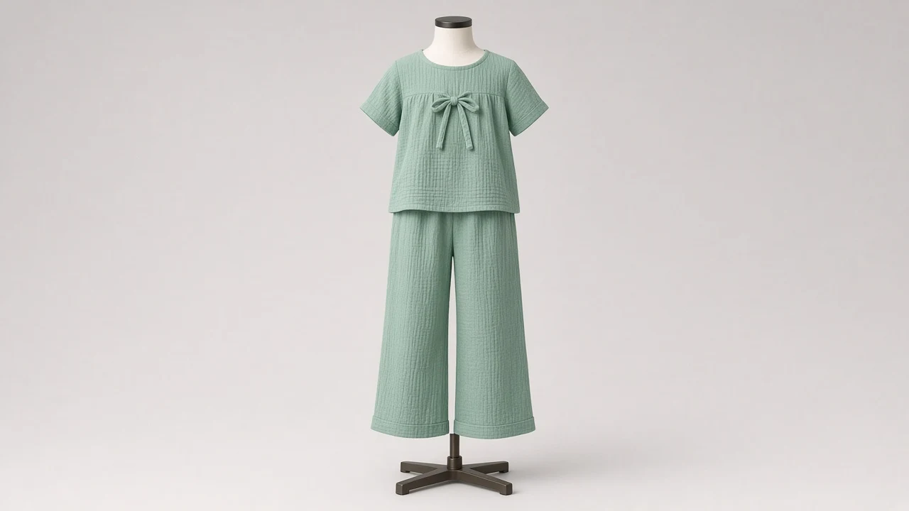 Seafoam Tie Front Wide-Leg Co-ord - Girls Tie-Front Top with Wide-Leg Pants | Custom Tailored