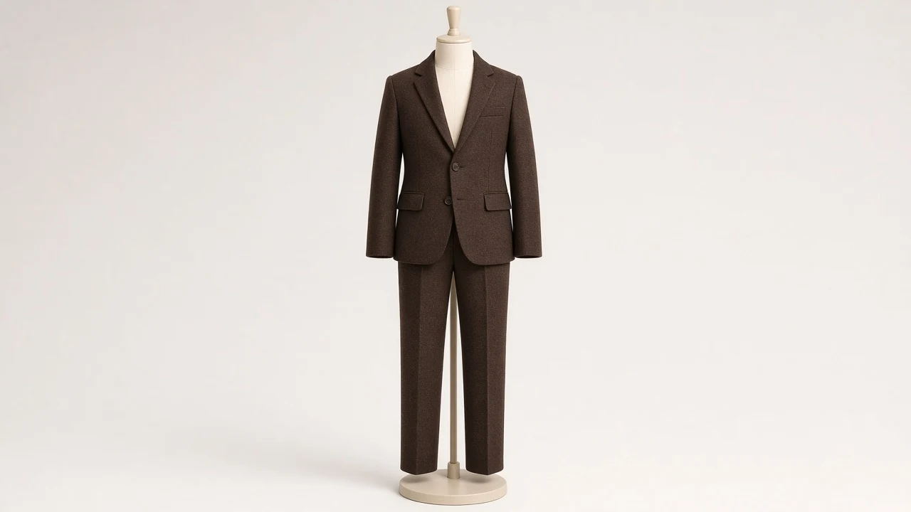 Chocolate Wool Single-Breasted Suit – Boys' Chocolate Wool Blazer + Trousers | Custom Tailored Kids