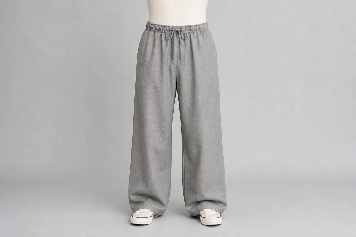 Grey Linen Wide-Leg Pants – Grey Linen Baggy Wide-Leg | Custom Tailored