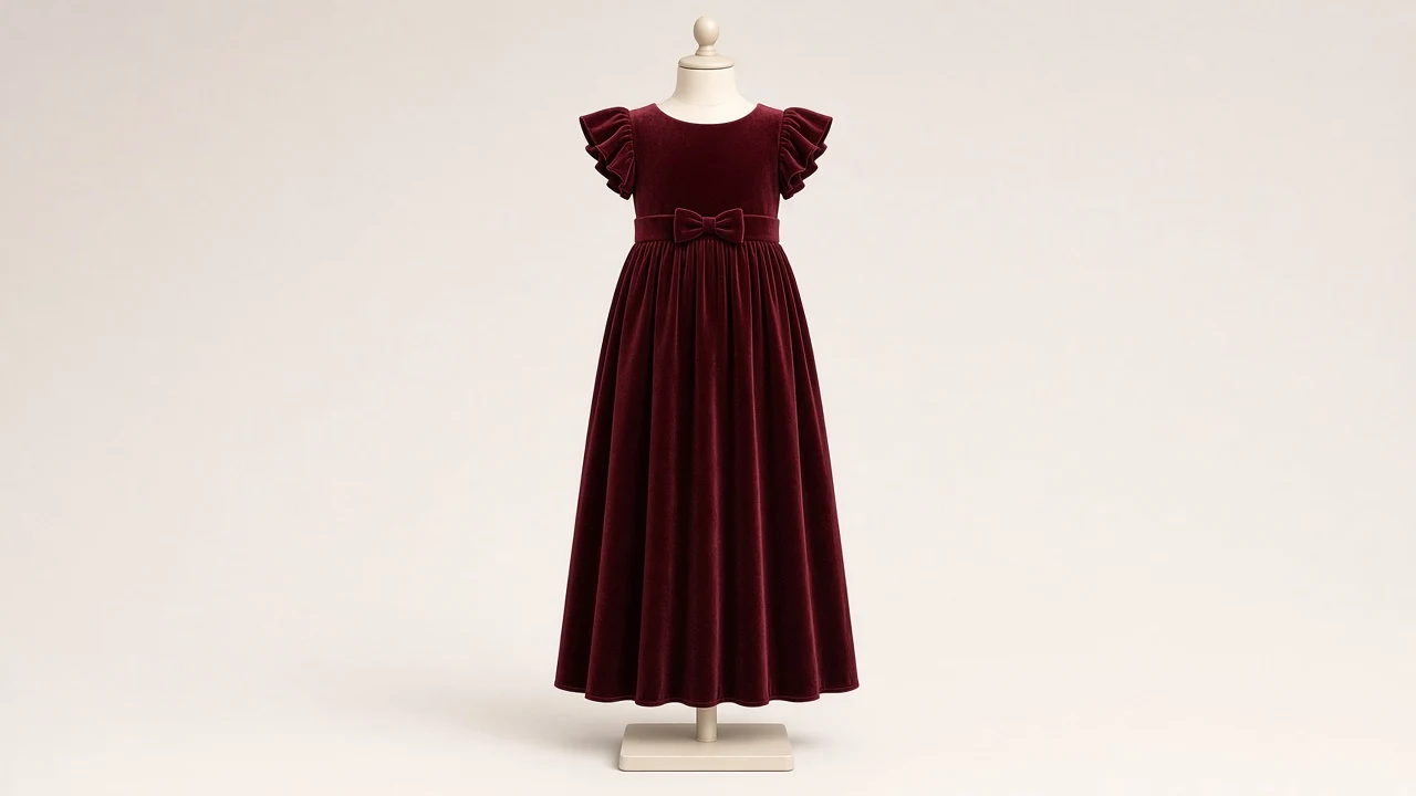 Burgundy Velvet Birthday Maxi Frock – Burgundy Velvet Kids Party Maxi Frock | Custom Tailored