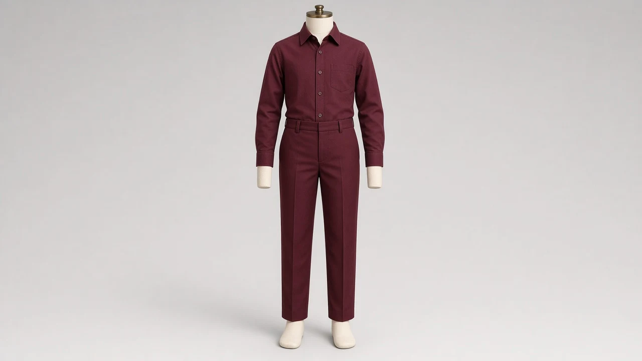 Burgundy Cotton Oxford Trouser Co-ord - Boys Oxford Shirt with Dress Trousers | Custom Tailored