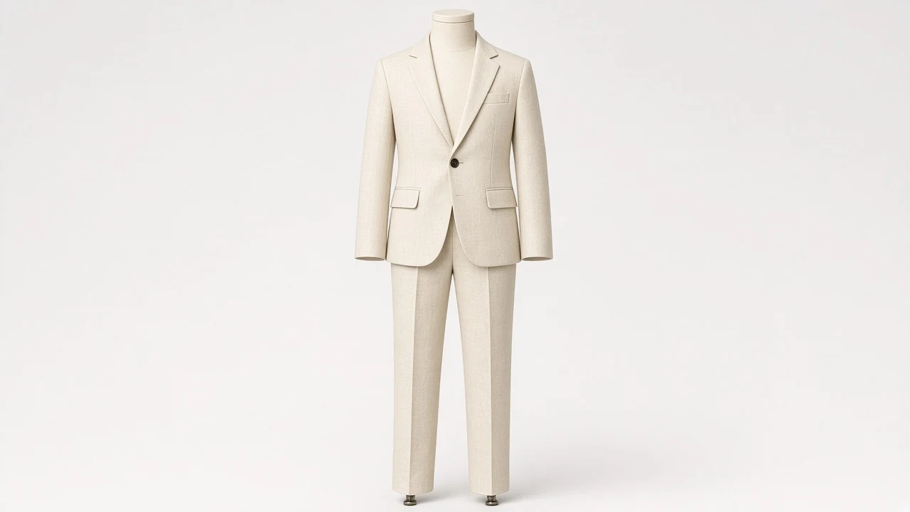 Ivory Linen Single-Breasted Suit – Boys' Ivory Linen Blazer + Trousers | Custom Tailored Kids