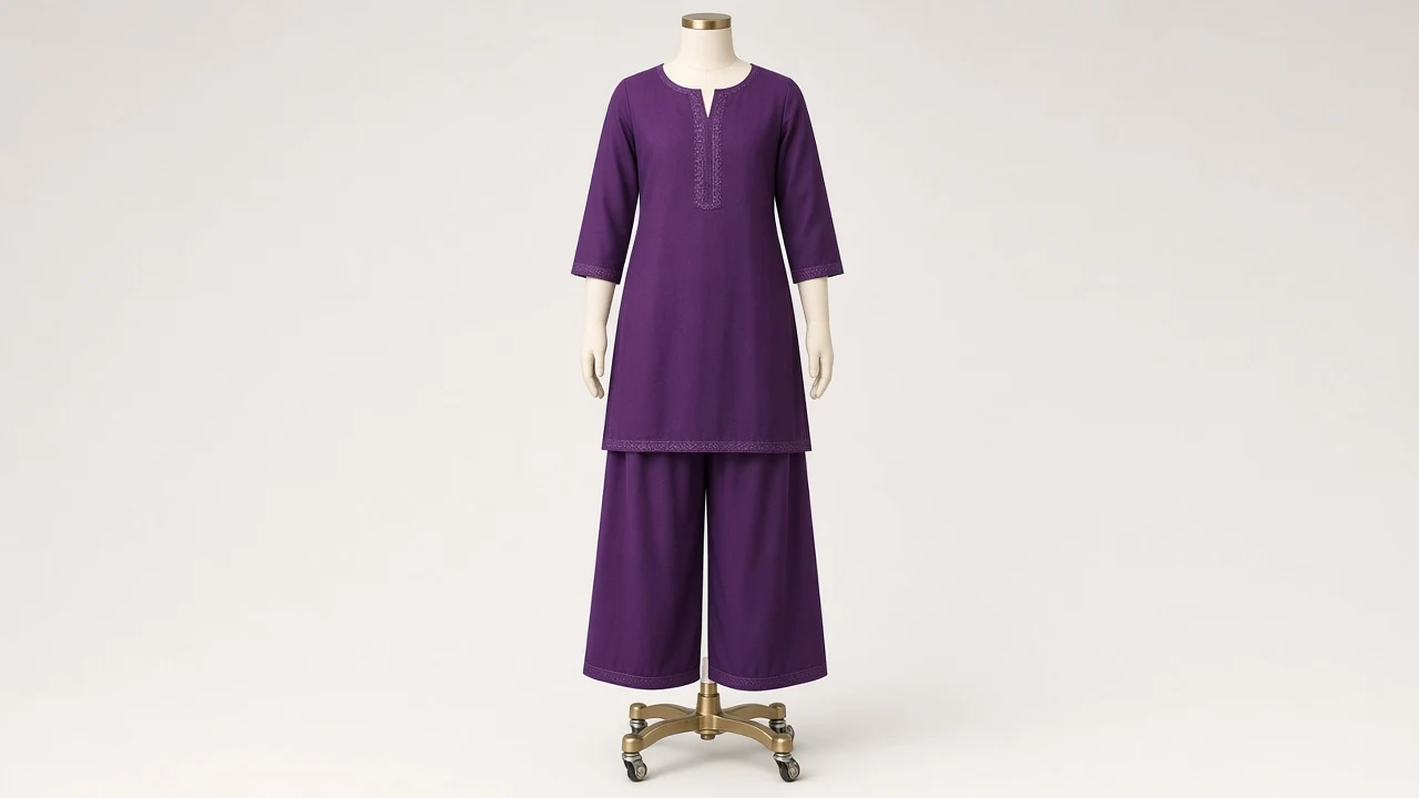 Purple Palazzo Kurti Set – Girls Purple Kurti with Palazzo Pants | Custom Tailored