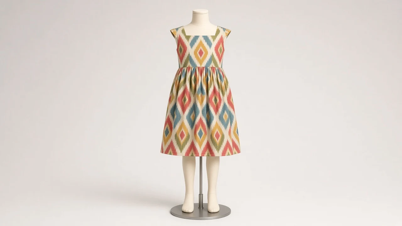 Multicolor Ikat Print Frock – Ikat Print Kids Cotton Frock | Custom Tailored