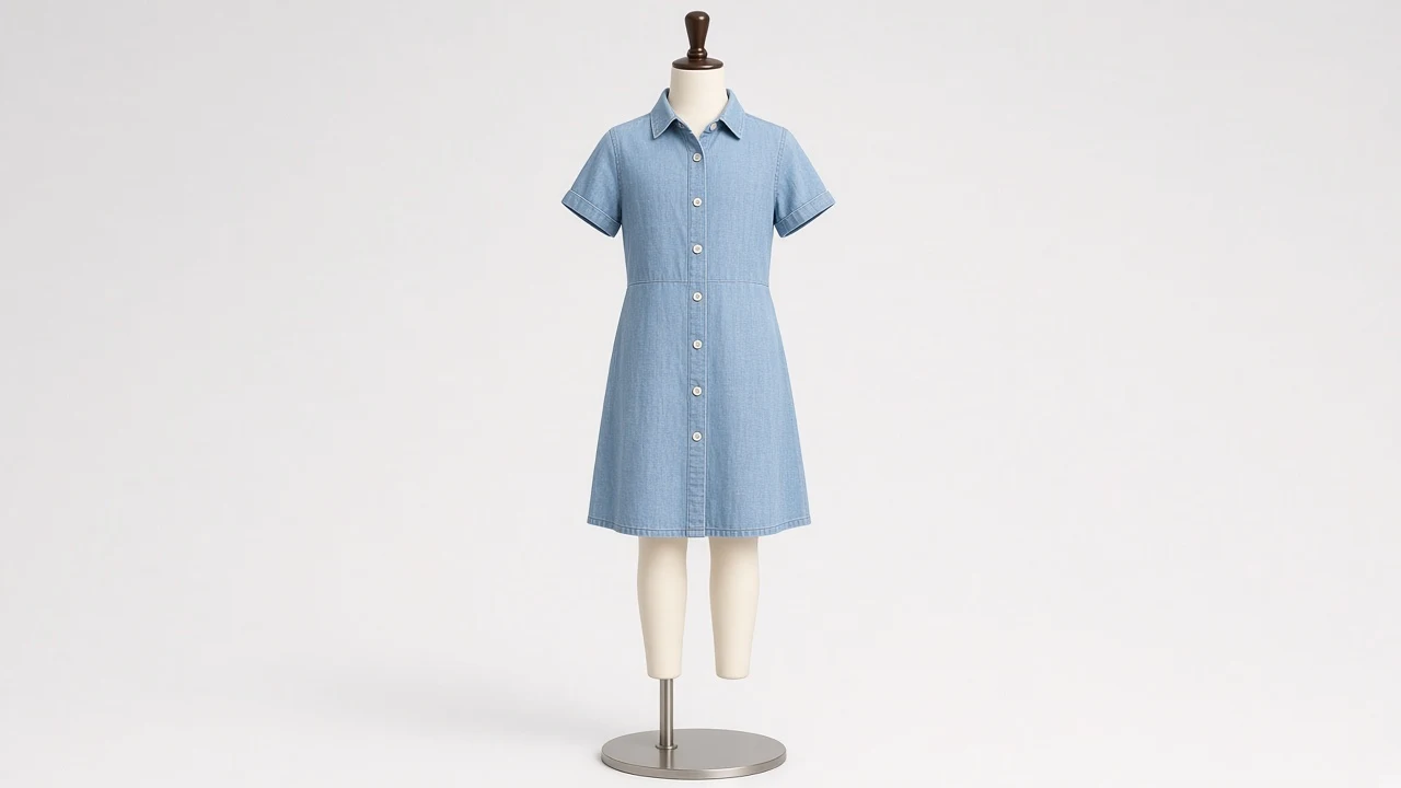Denim Chambray Shirt Frock – Light Denim Kids Shirt Frock | Custom Tailored