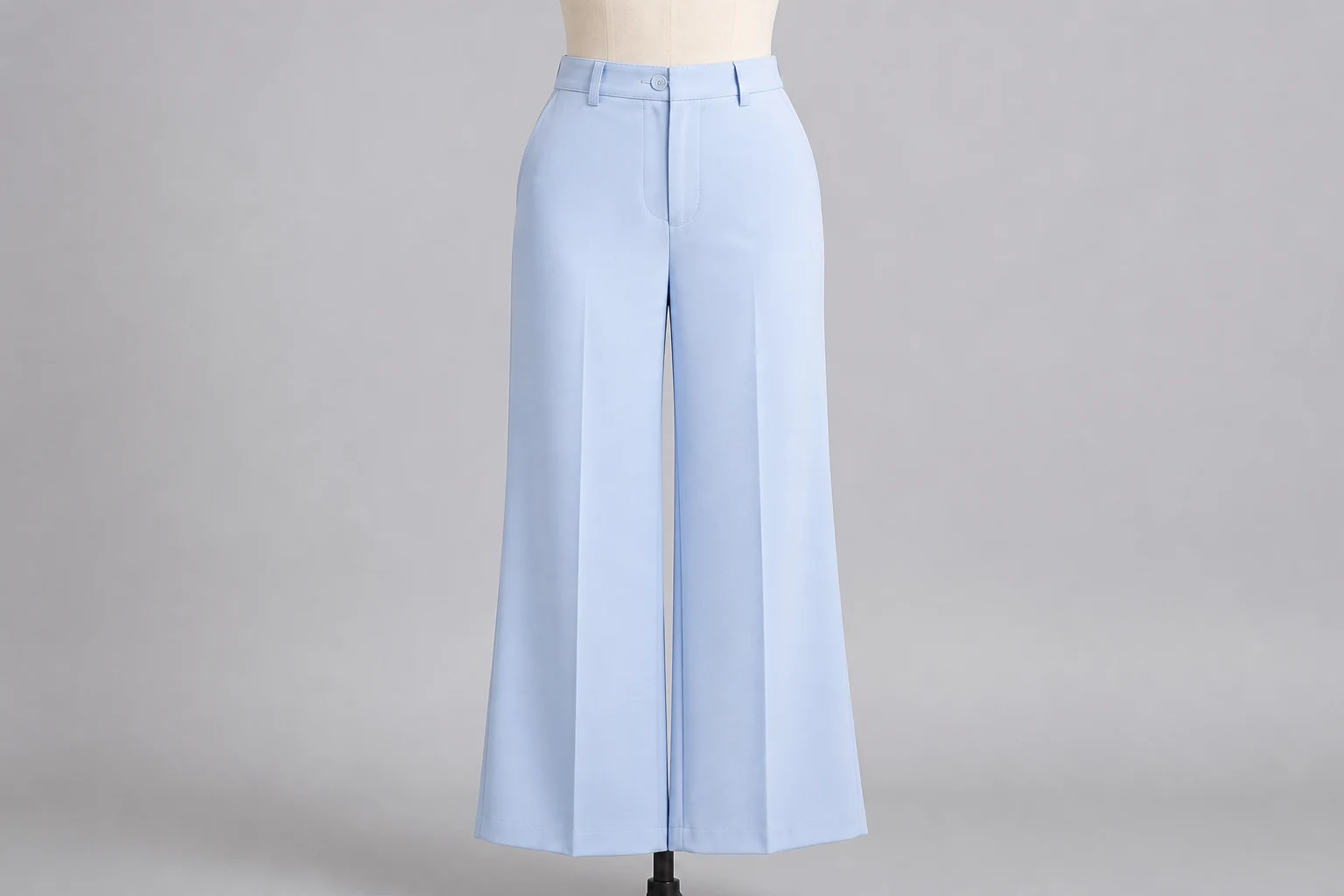 Powder Blue Wide-Leg Trousers – Powder Blue Crepe Wide-Leg Pants | Custom Tailored