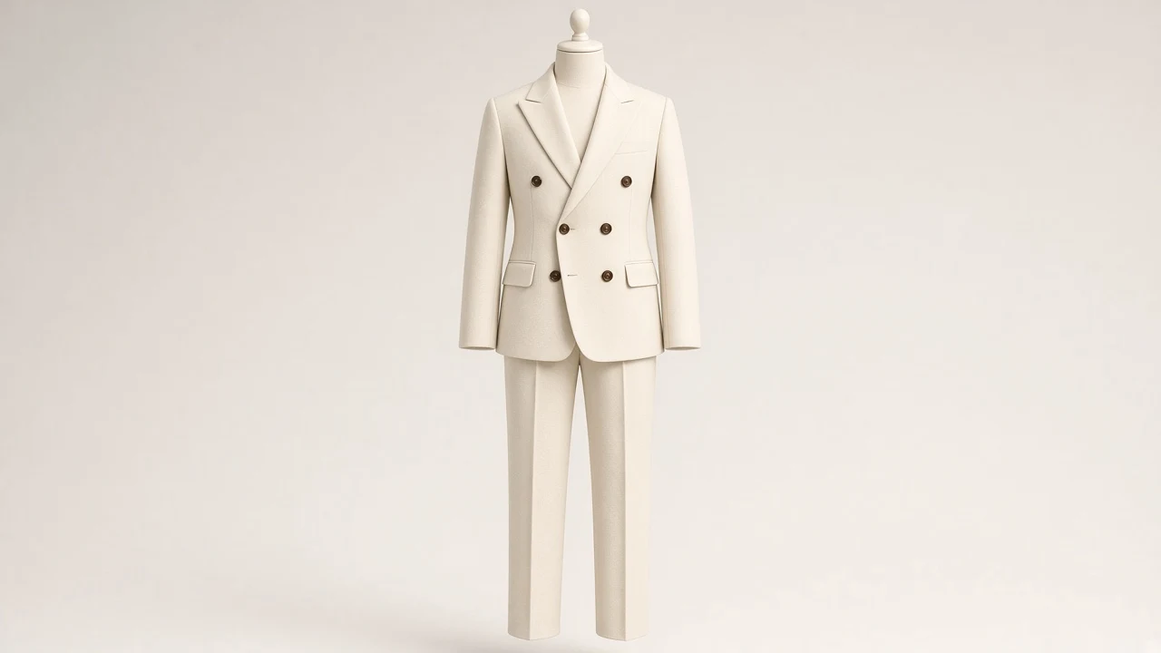 Ivory Double-Breasted Suit – Boys' Ivory Double-Breasted Blazer + Trousers | Custom Tailored Kids