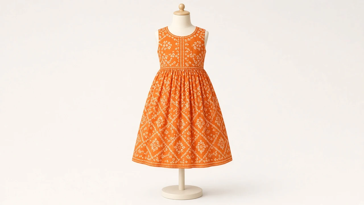 Orange Bandhani Print Frock – Orange Bandhani Kids Festive Frock | Custom Tailored