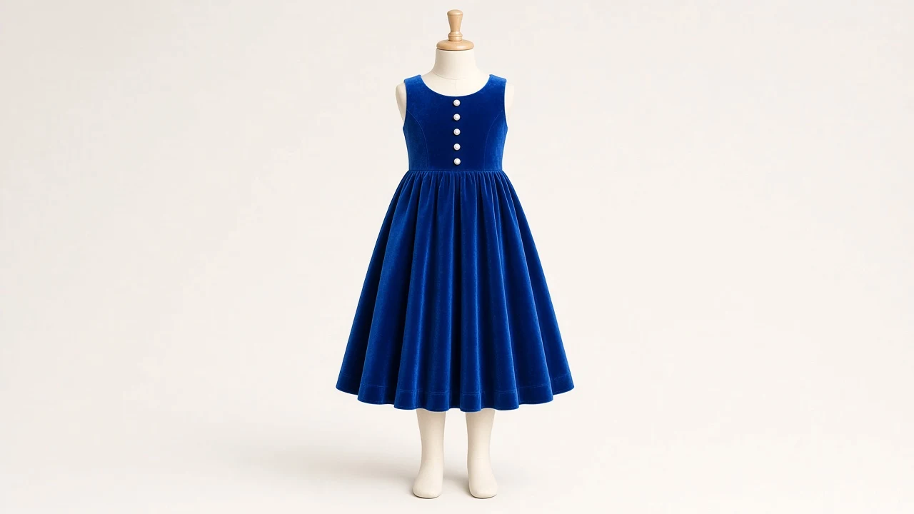 Royal Blue Velvet Party Frock – Royal Blue Velvet Kids Party Frock | Custom Tailored