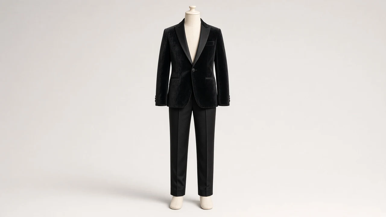 Black Velvet Dinner Suit – Boys' Black Velvet Blazer + Trousers | Custom Tailored Kids