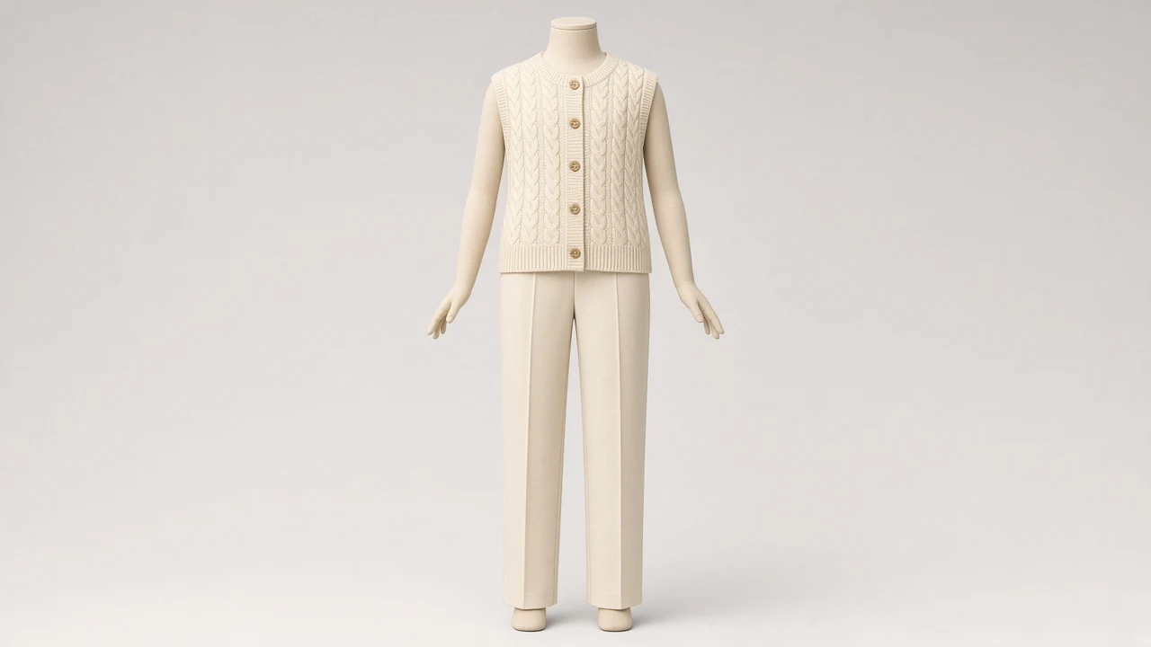 Cream Cable Knit Vest Trouser Co-ord - Girls Cable Knit Vest with Trousers | Custom Tailored