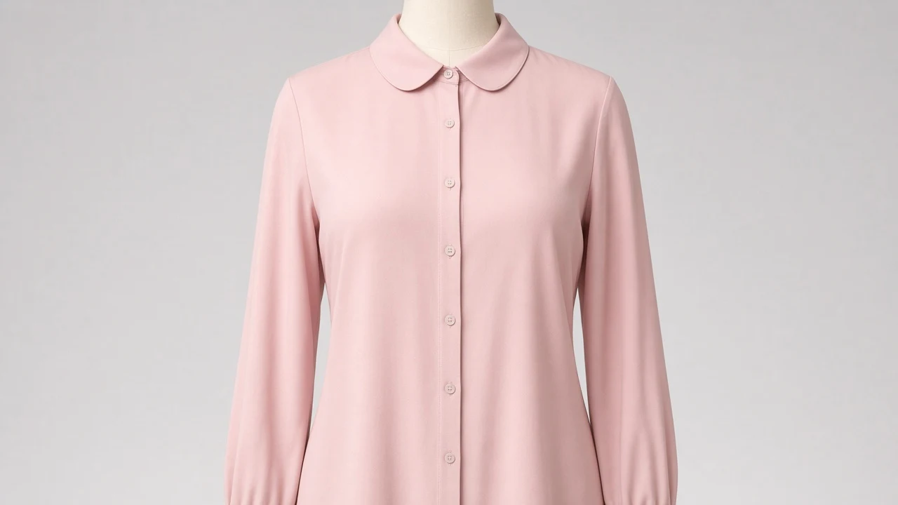 Soft Pink Rayon Peter Pan Collar Full Sleeve Shirt - Women's Solid Soft Pink Peter Pan Shirt | Custom Tailored