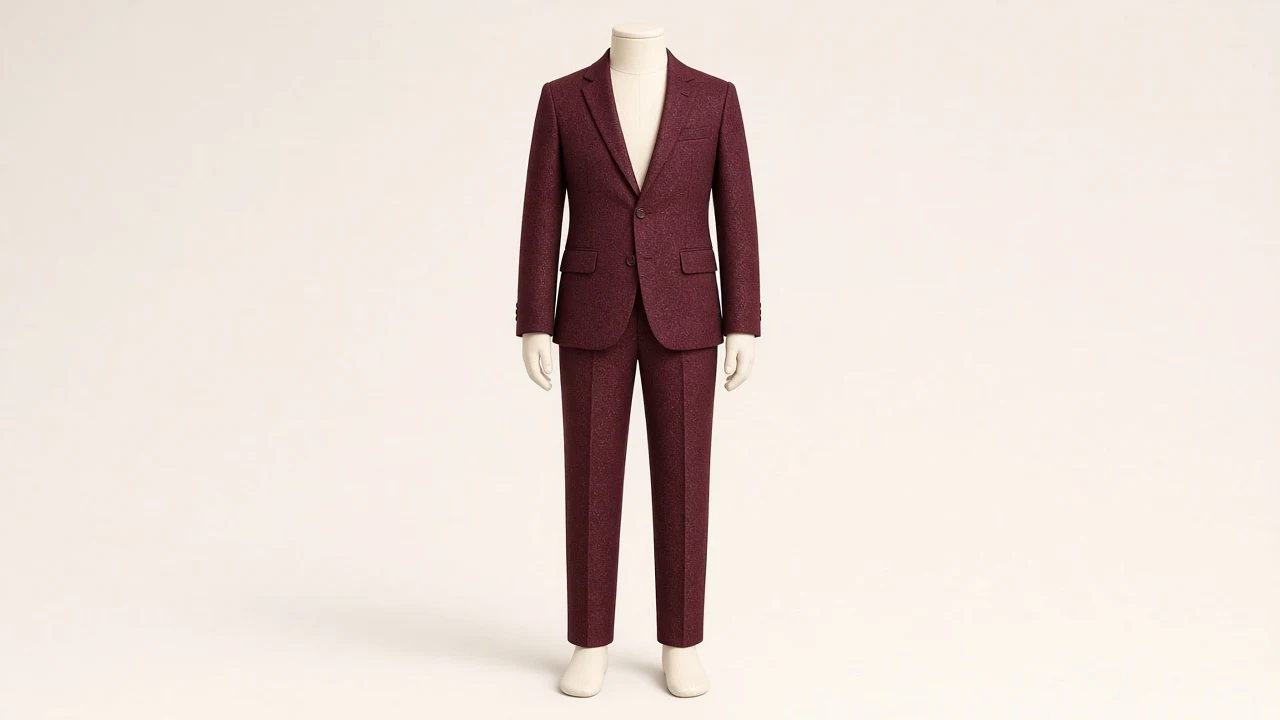 Maroon Jacquard Party Suit – Boys' Maroon Jacquard Blazer + Trousers | Custom Tailored Kids
