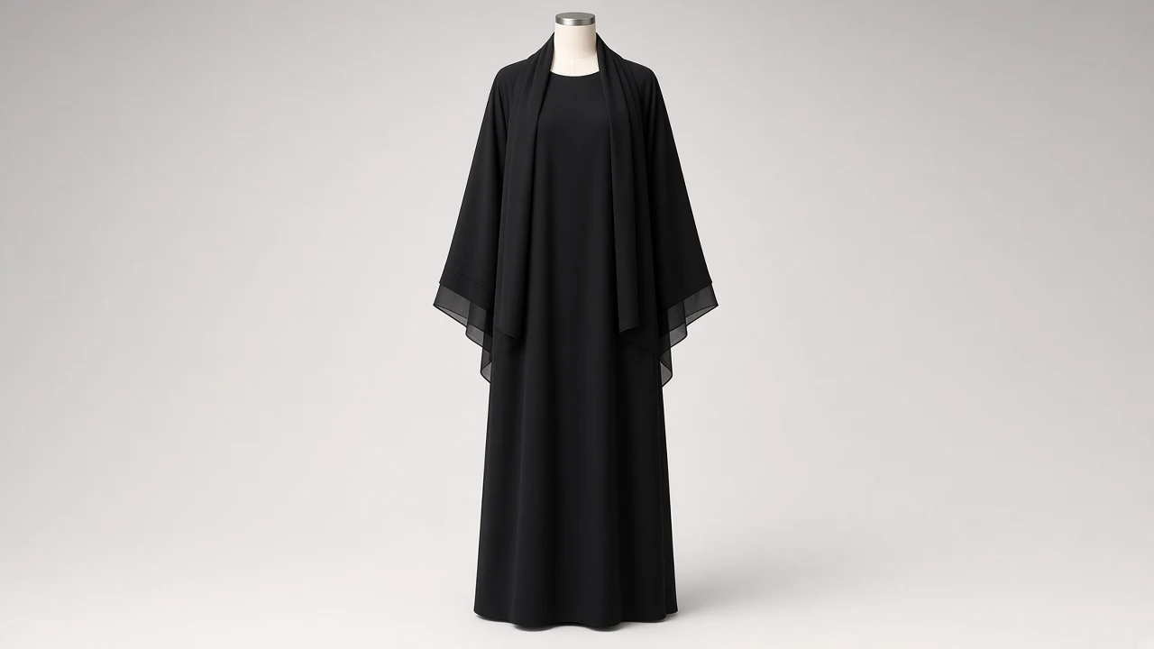 Jet Black Plain Closed Abaya – Basic Black Closed-Neck Everyday Practical Abaya | Custom Tailored