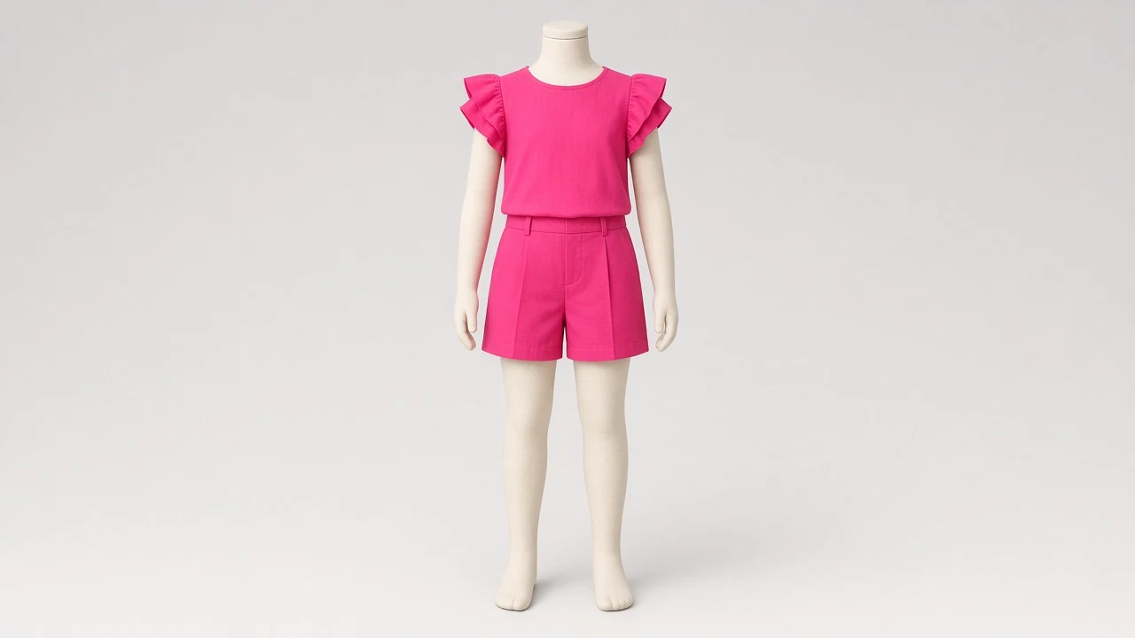 Hot Pink Flutter Sleeve Shorts Co-ord - Girls Flutter Sleeve Top with Shorts | Custom Tailored