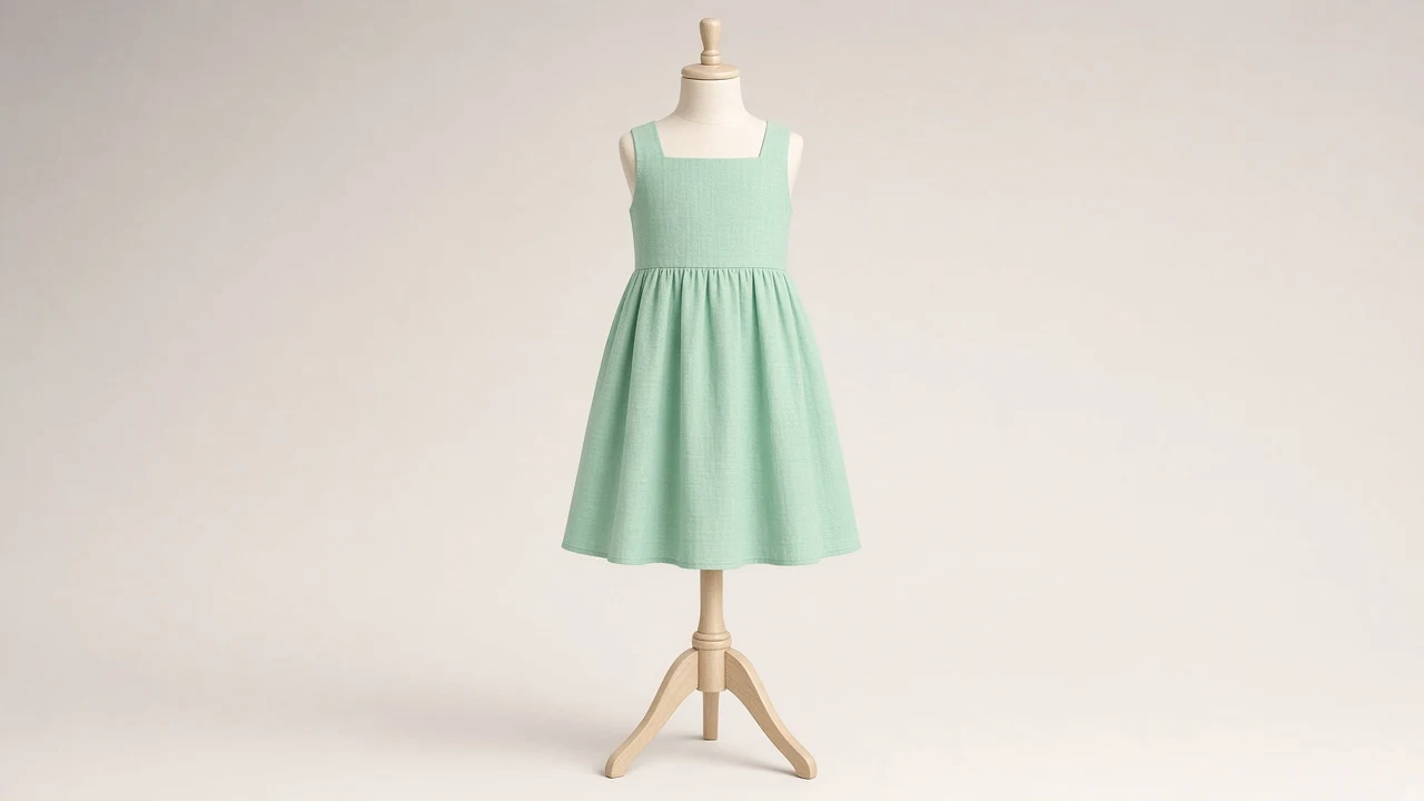 Mint Green Linen Summer Frock – Mint Linen Kids Summer Frock | Custom Tailored