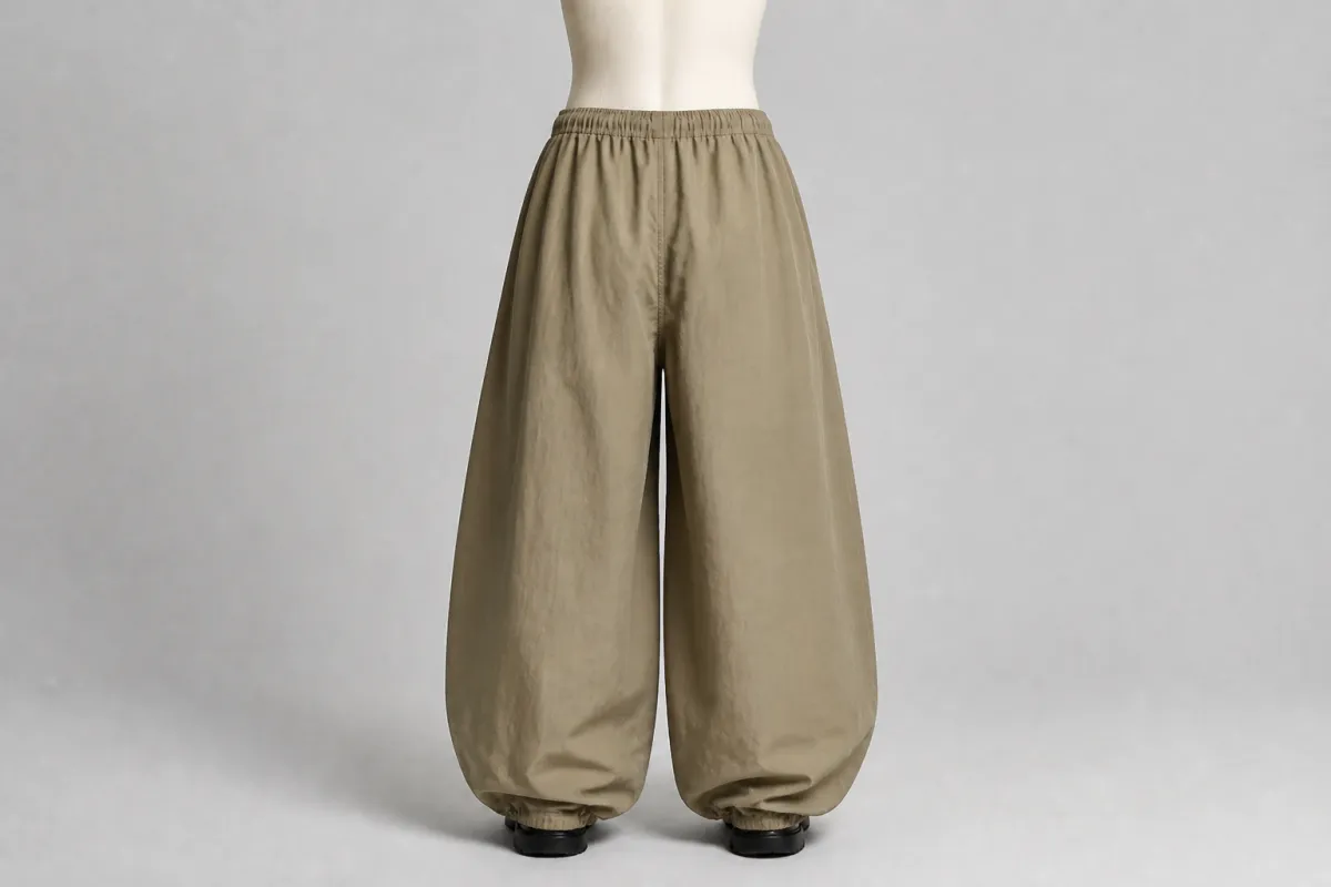 Khaki Nylon Parachute Pants – Khaki Nylon Baggy Parachute | Custom Tailored