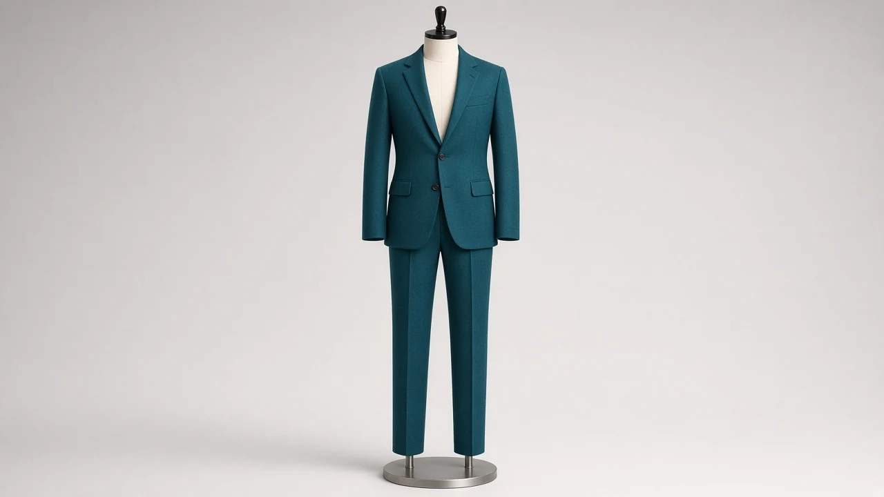 Teal Wool Single-Breasted Suit – Men's Teal Wool Blazer + Trousers | Custom Tailored
