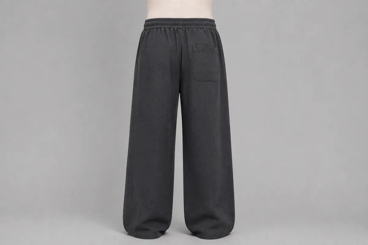 Charcoal Cotton Wide-Leg Pants – Charcoal Cotton Baggy Wide-Leg | Custom Tailored