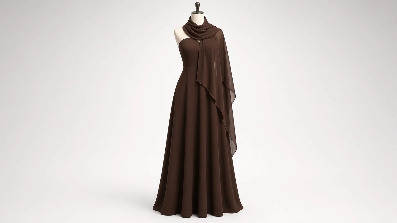 Dark Brown Turkish Abaya – Chocolate Brown Fitted-Bust Turkish Style with Flare | Custom Tailored