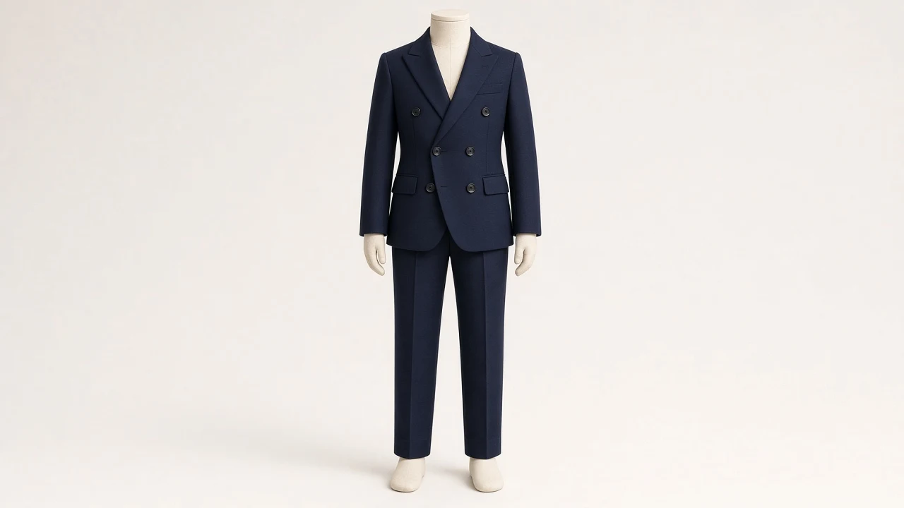 Navy Double-Breasted Suit – Boys' Navy Double-Breasted Blazer + Trousers | Custom Tailored Kids