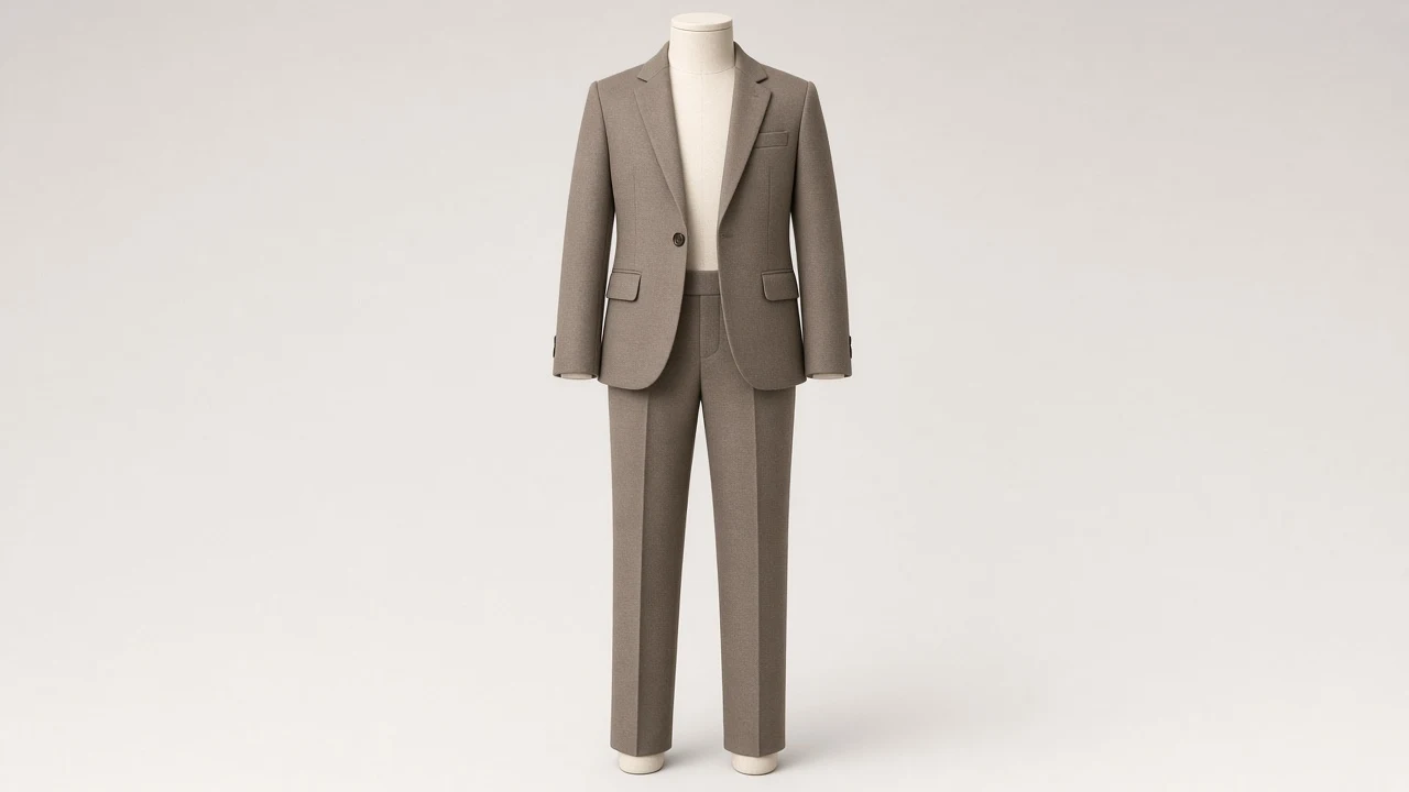 Taupe Wool Single-Breasted Suit – Boys' Taupe Wool Blazer + Trousers | Custom Tailored Kids