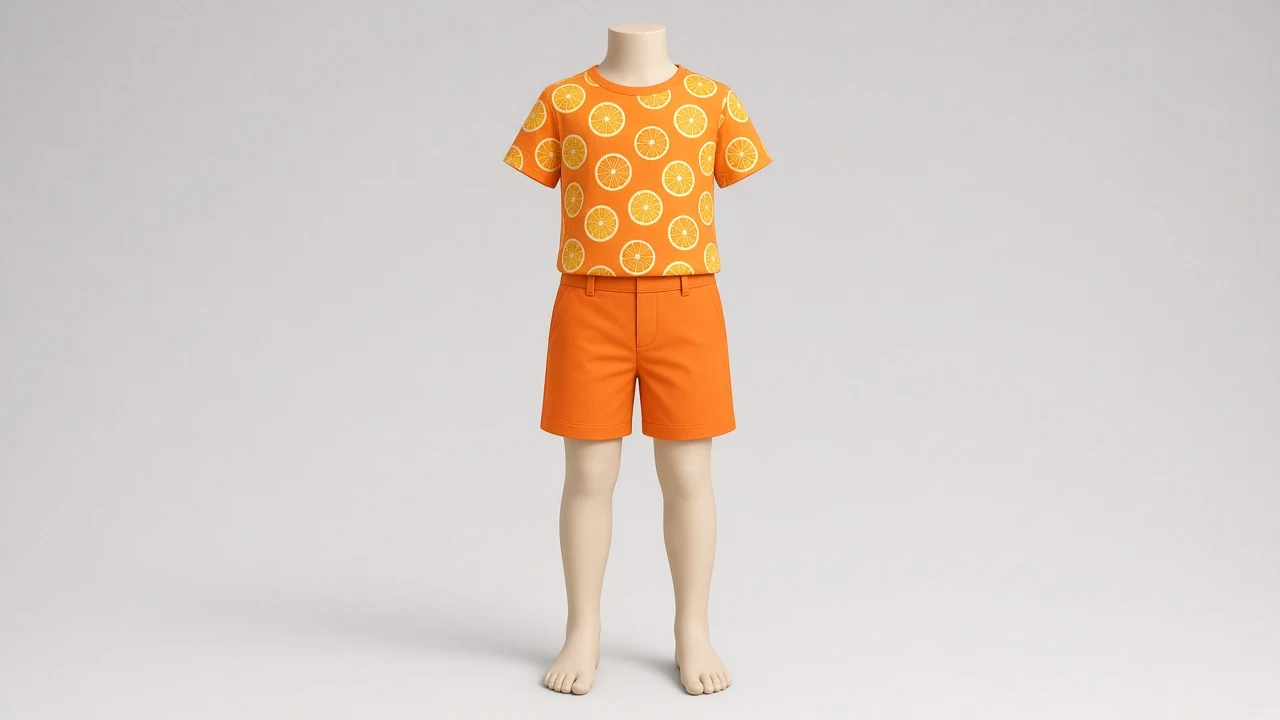 Orange Citrus Print Shorts Co-ord - Girls Citrus Print Top with Shorts | Custom Tailored