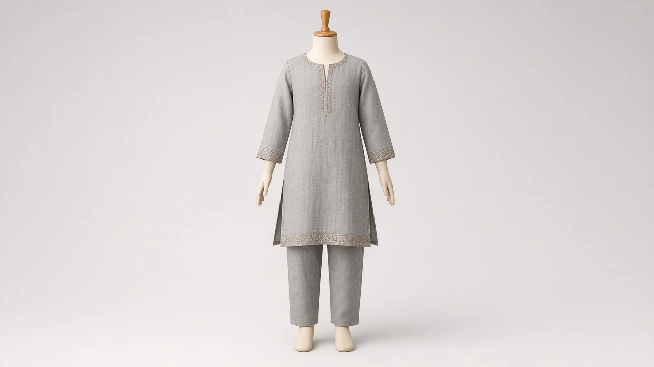 Grey Soft Kurti Set – Girls Soft Grey Cotton Kurti with Pants | Custom Tailored