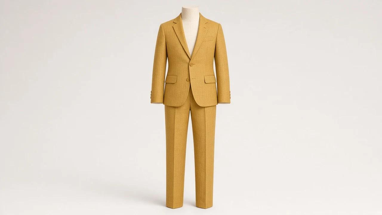 Mustard Linen Single-Breasted Suit – Boys' Mustard Linen Blazer + Trousers | Custom Tailored Kids
