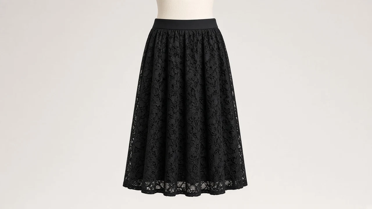 Black Lace Midi Skirt – Black Lace Overlay Kids Western Party Midi | Custom Tailored