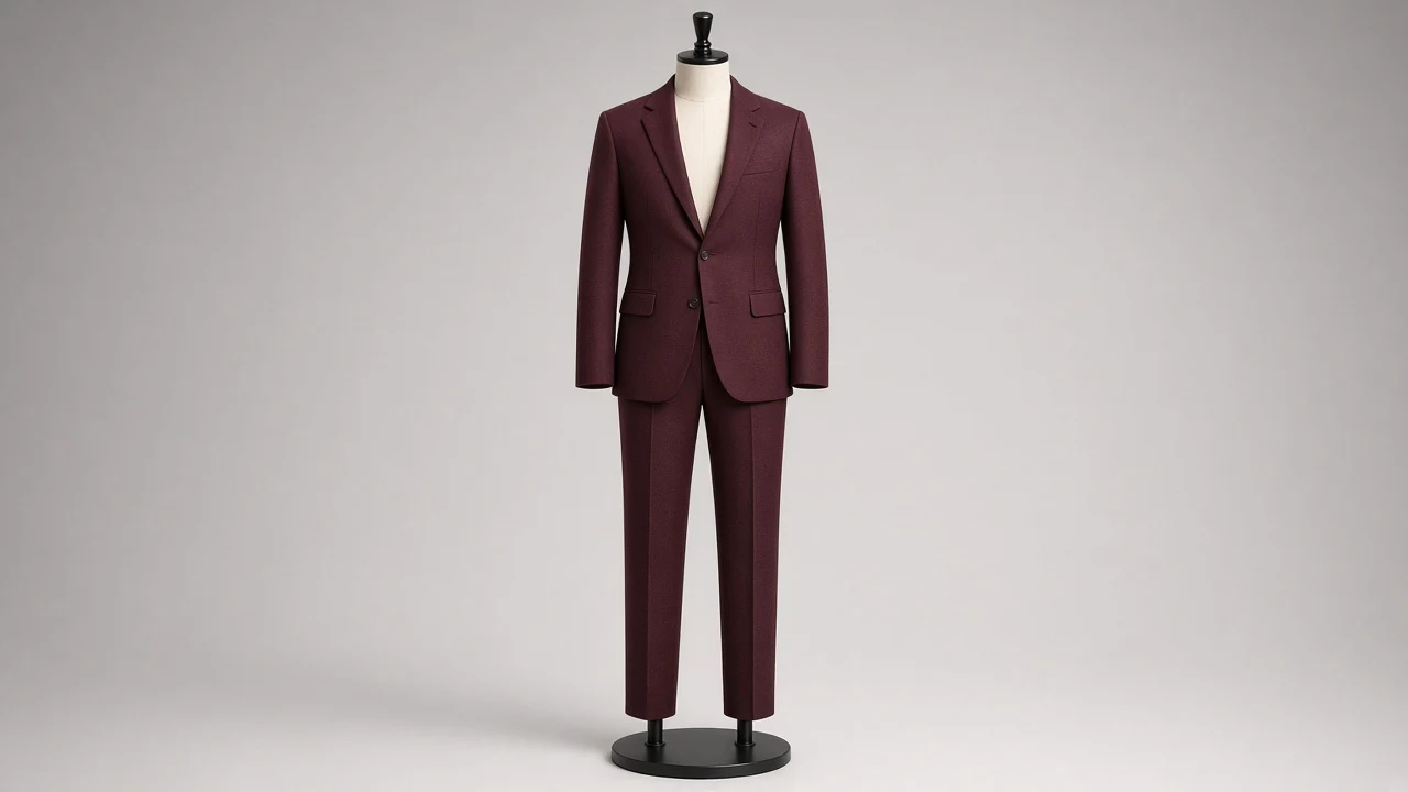 Wine Wool Single-Breasted Suit – Men's Wine Wool Blazer + Trousers | Custom Tailored