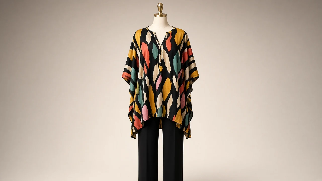 Multicolor Abstract Print Kaftan Set – Abstract Print Kaftan with Black Trousers | Custom Tailored