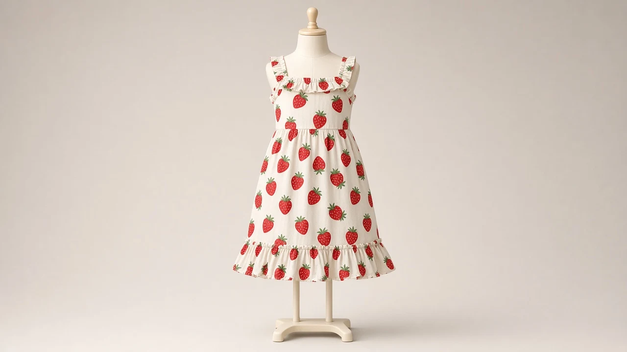 Strawberry Print Cotton Frock – Strawberry Print Kids Cotton Frock | Custom Tailored