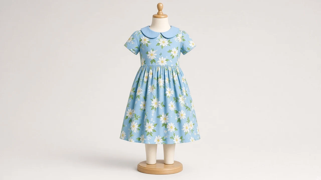 Blue Daisy Print Frock – Blue Daisy Floral Kids Frock | Custom Tailored