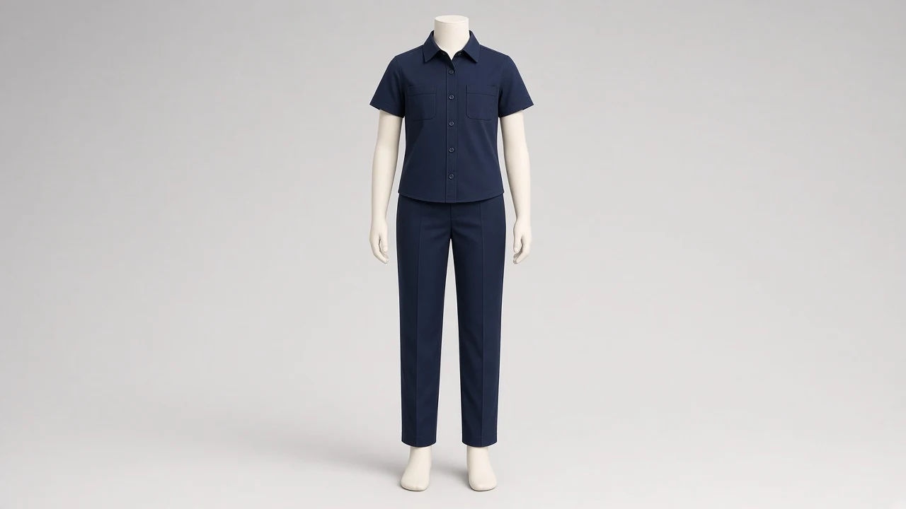 Navy Blue Casual Shirt Trouser Co-ord - Girls Navy Cotton Shirt with Smart Trousers | Custom Tailored