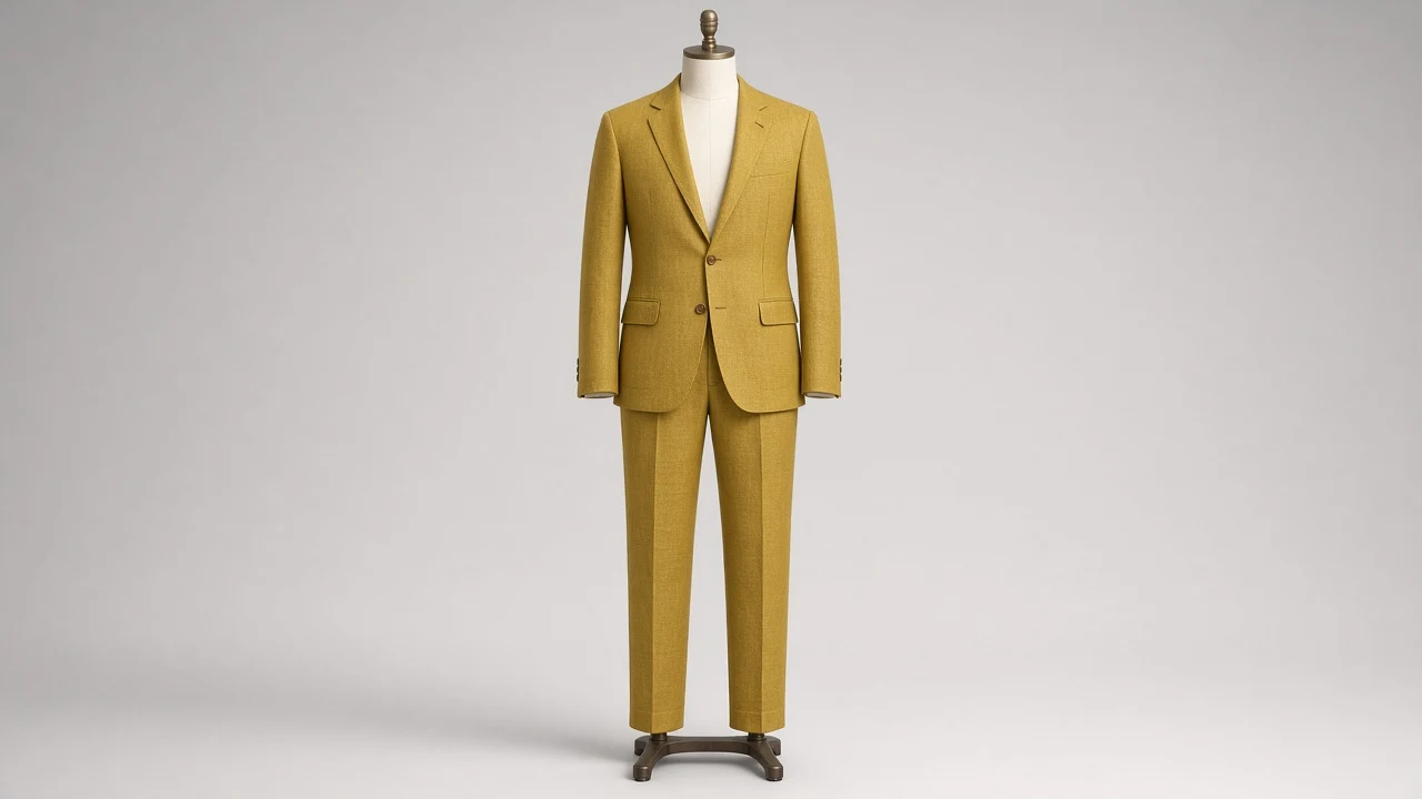 Mustard Linen Single-Breasted Suit – Men's Mustard Linen Blazer + Trousers | Custom Tailored