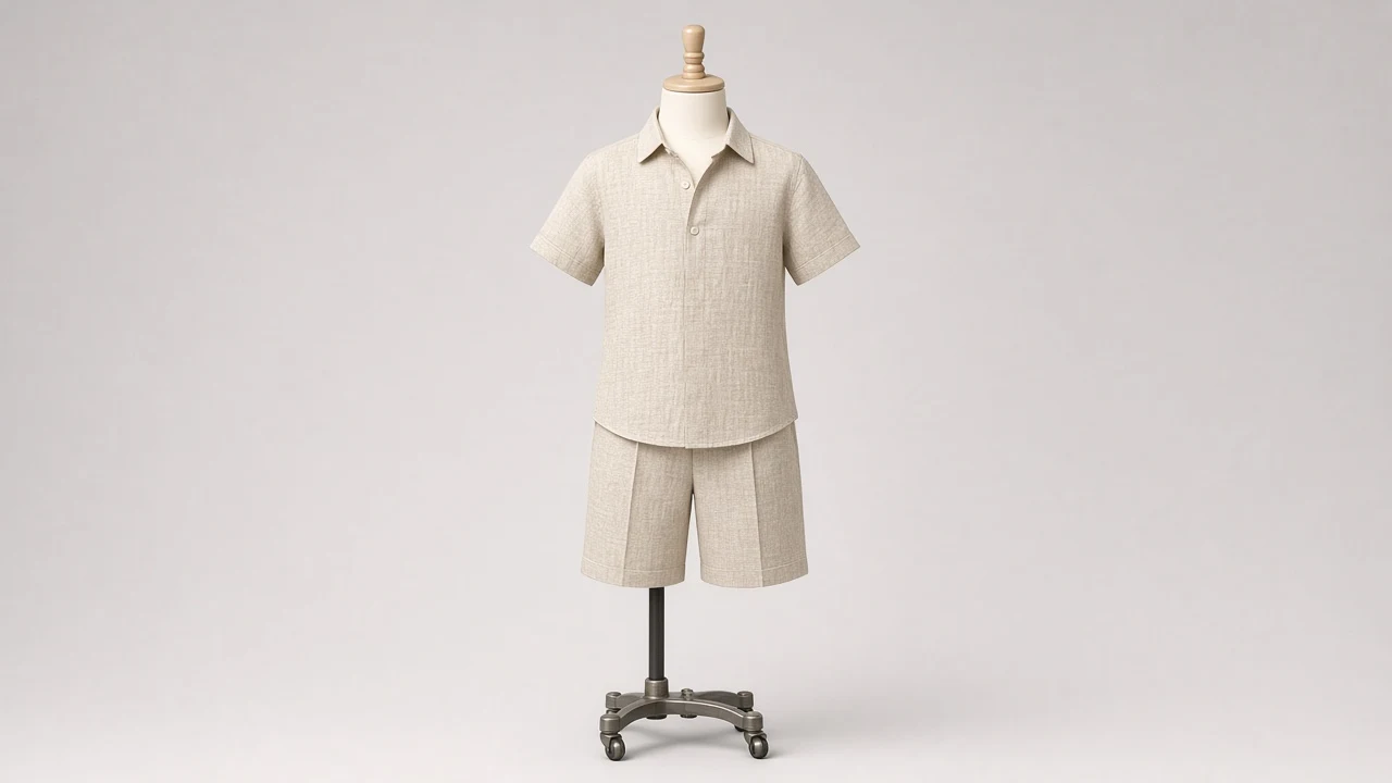 Sand Linen Shirt Shorts Co-ord - Boys Linen Shirt with Tailored Shorts | Custom Tailored