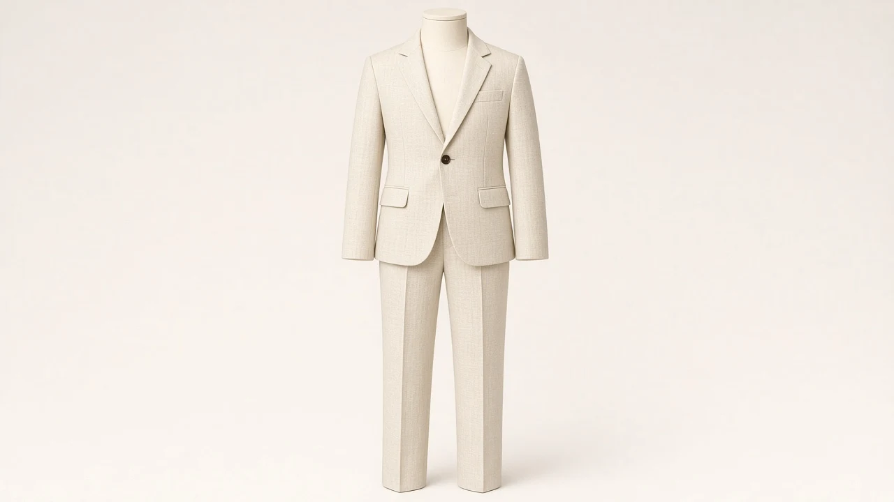 Cream Linen Single-Breasted Suit – Boys' Cream Linen Blazer + Trousers | Custom Tailored Kids