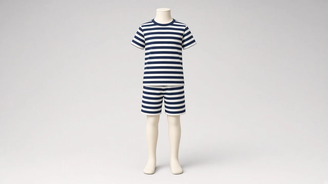 Navy Stripe Cotton Tee Shorts Co-ord - Boys Stripe Tee with Matching Shorts | Custom Tailored