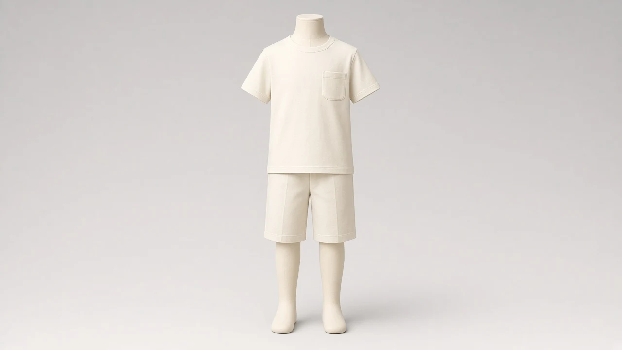 Ivory Cotton Tee Bermuda Co-ord - Boys Pocket Tee with Bermuda Shorts | Custom Tailored