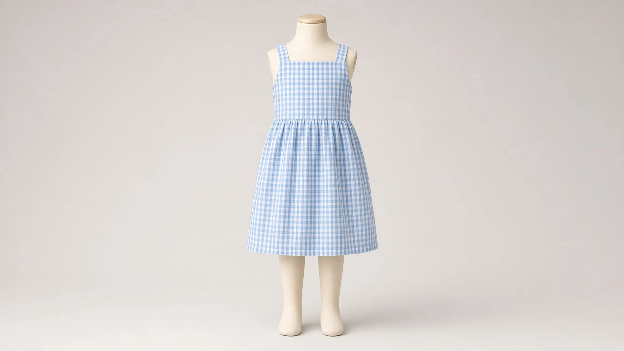 Sky Blue Gingham Casual Frock – Blue White Gingham Kids Frock | Custom Tailored