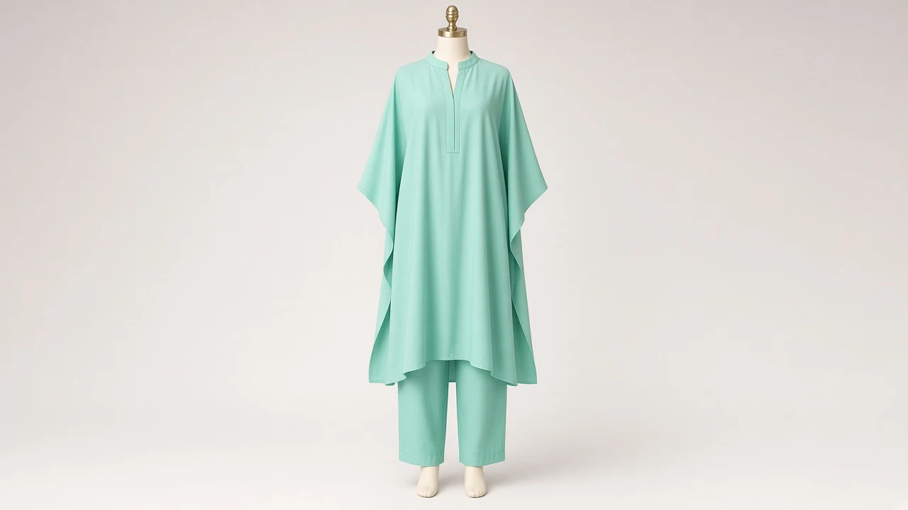 Mint Green Minimal Kaftan Set – Mint Aqua Minimal Kaftan with Trousers | Custom Tailored